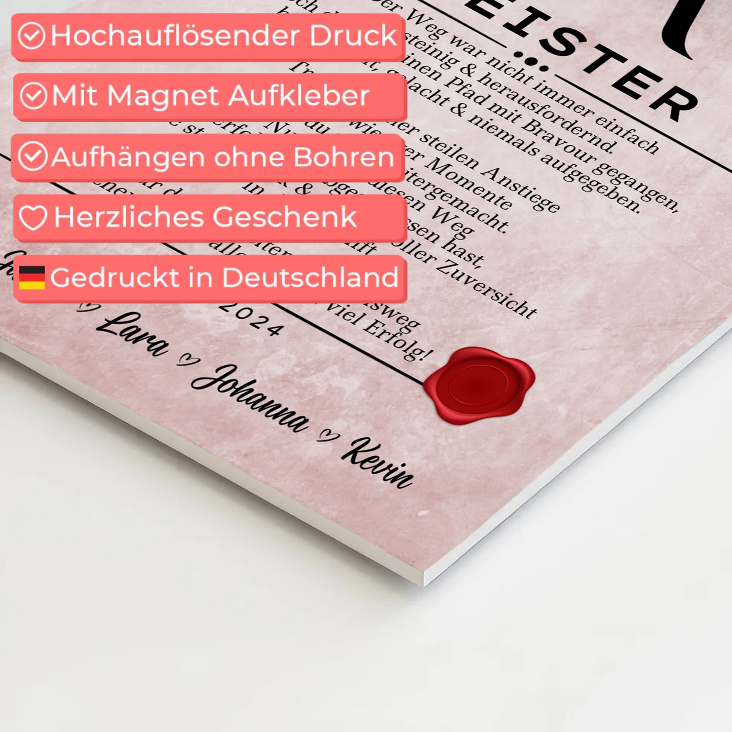 Urkunde Fotoboard Geschenk zur Meisterprüfung Meister