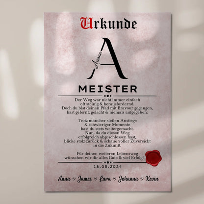 Urkunde Fotoboard Geschenk zur Meisterprüfung Meister