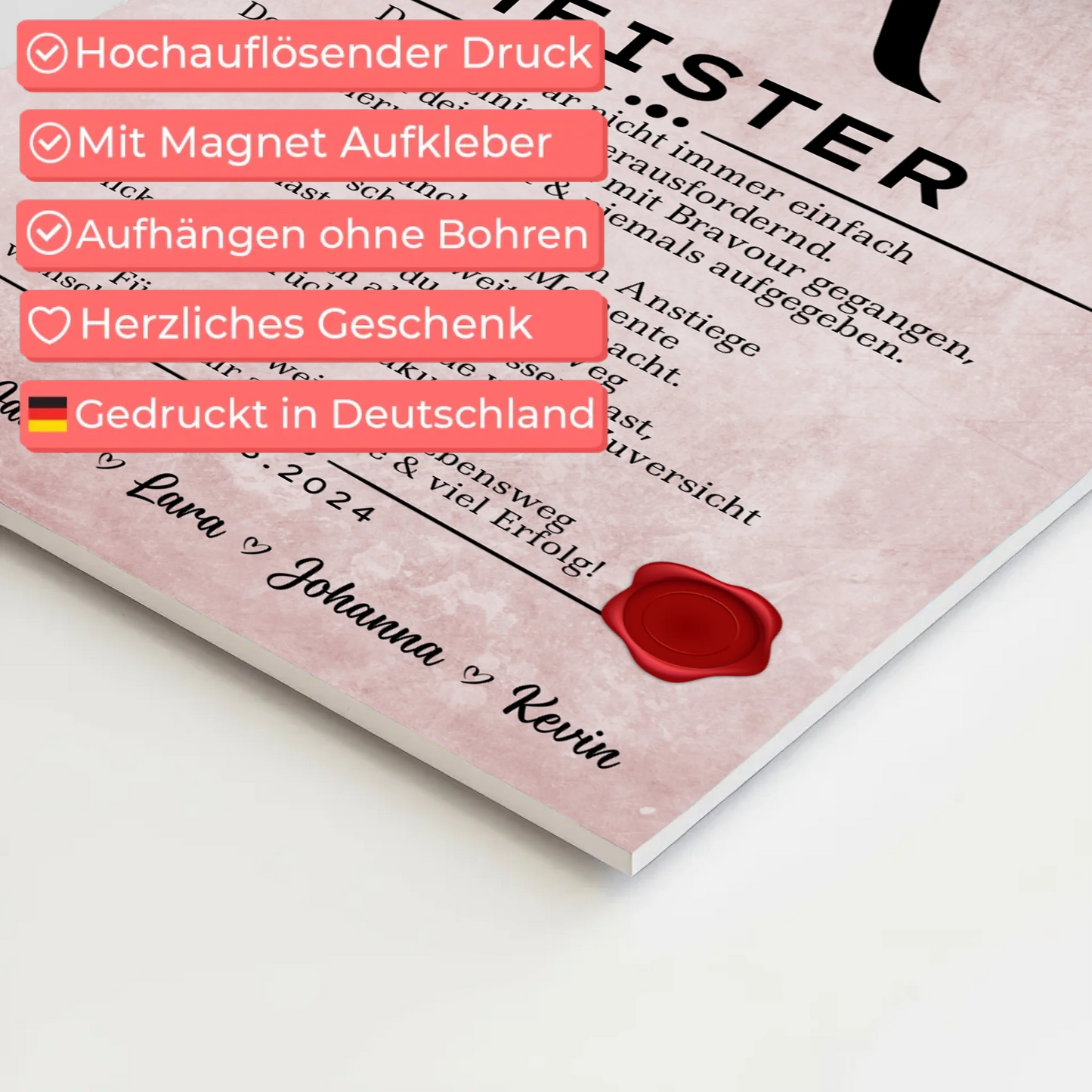 Urkunde Fotoboard Geschenk zur Meisterprüfung Meister