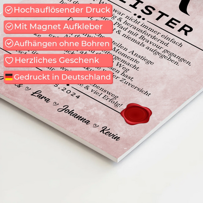 Urkunde Fotoboard Geschenk zur Meisterprüfung Meister