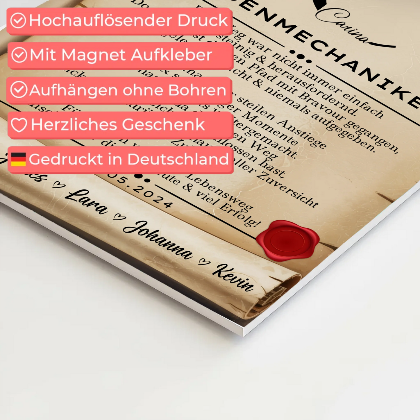 Geschenk Abschluss Ausbildung Anlagenmechanikerin Urkunde Fotoboard Magnetisch