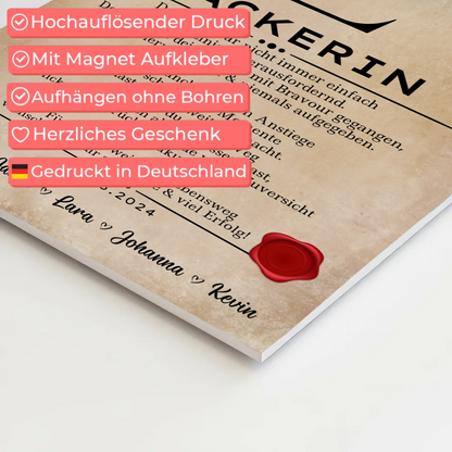 Geschenk Zum Abschluss Ausbildung Bäckerin Urkunde Magnet Fotoboard