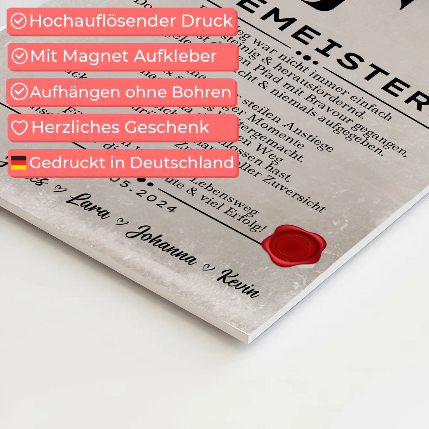 Geschenk Abschluss Ausbildung Bademeisterin Urkunde Fotoboard Magnet Wandbild