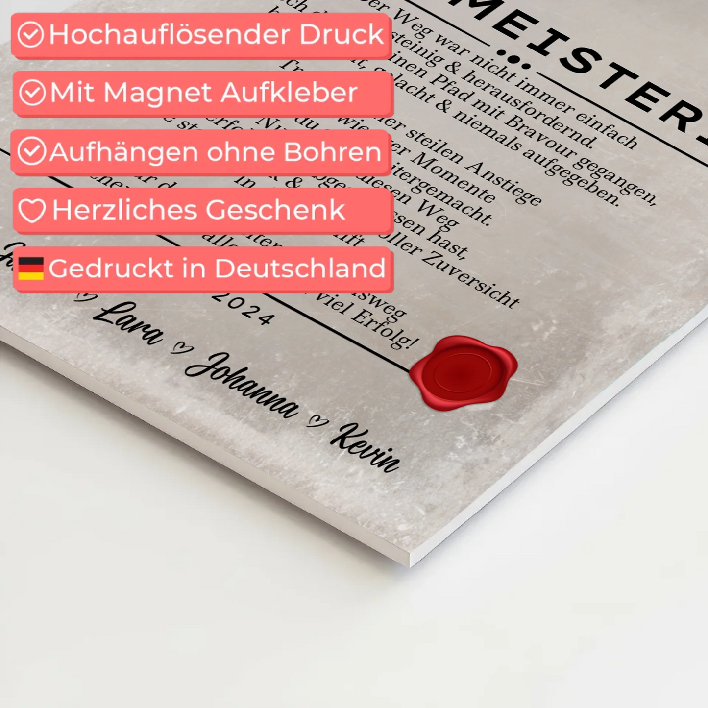 Geschenk Abschluss Ausbildung Bademeisterin Urkunde Fotoboard Magnet Wandbild