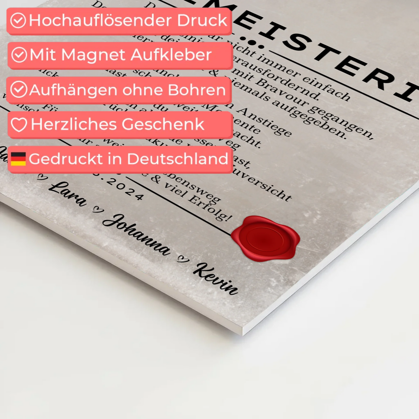 Geschenk Abschluss Ausbildung Bademeisterin Urkunde Fotoboard Magnet Wandbild