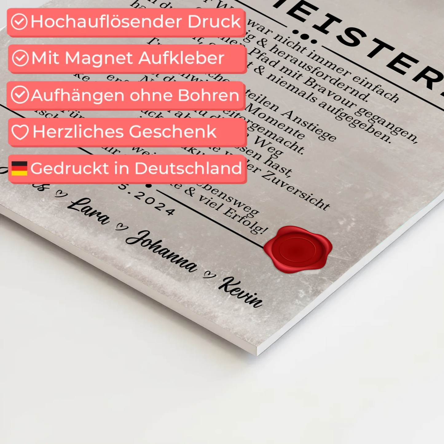 Geschenk Abschluss Ausbildung Bademeisterin Urkunde Fotoboard Magnet Wandbild