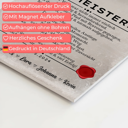 Geschenk Abschluss Ausbildung Bademeisterin Urkunde Fotoboard Magnet Wandbild