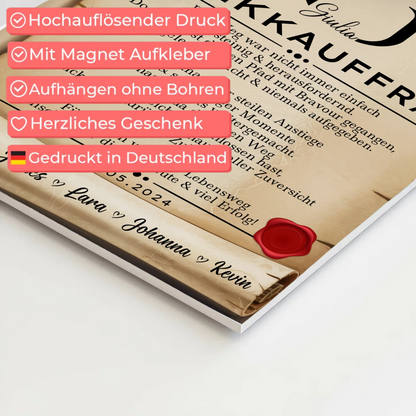 Ausbildungsabschluss Geschenk Bankkauffrau Urkunde Magnet Wandbild Fotoboard