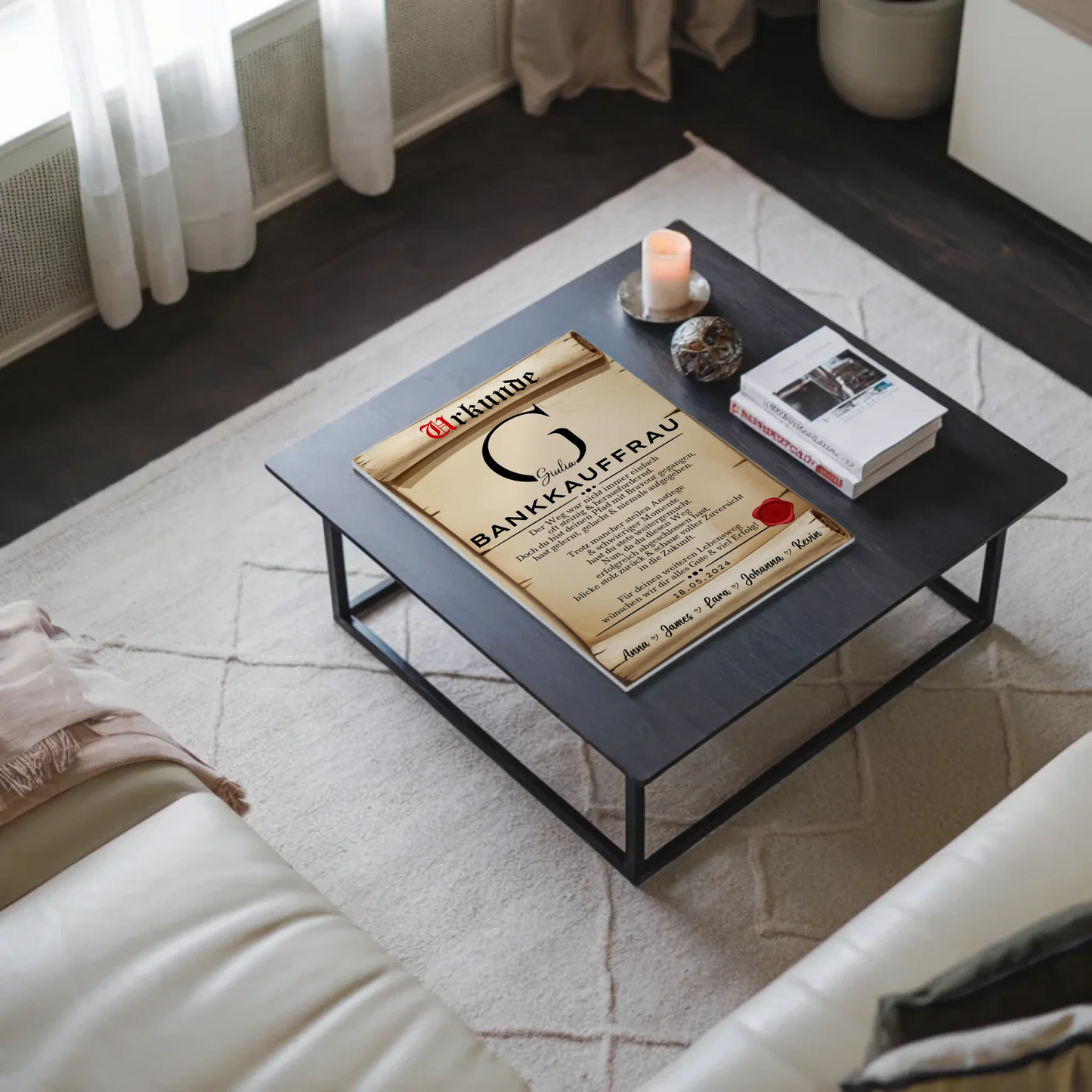 Ausbildungsabschluss Geschenk Bankkauffrau Urkunde Magnet Wandbild Fotoboard