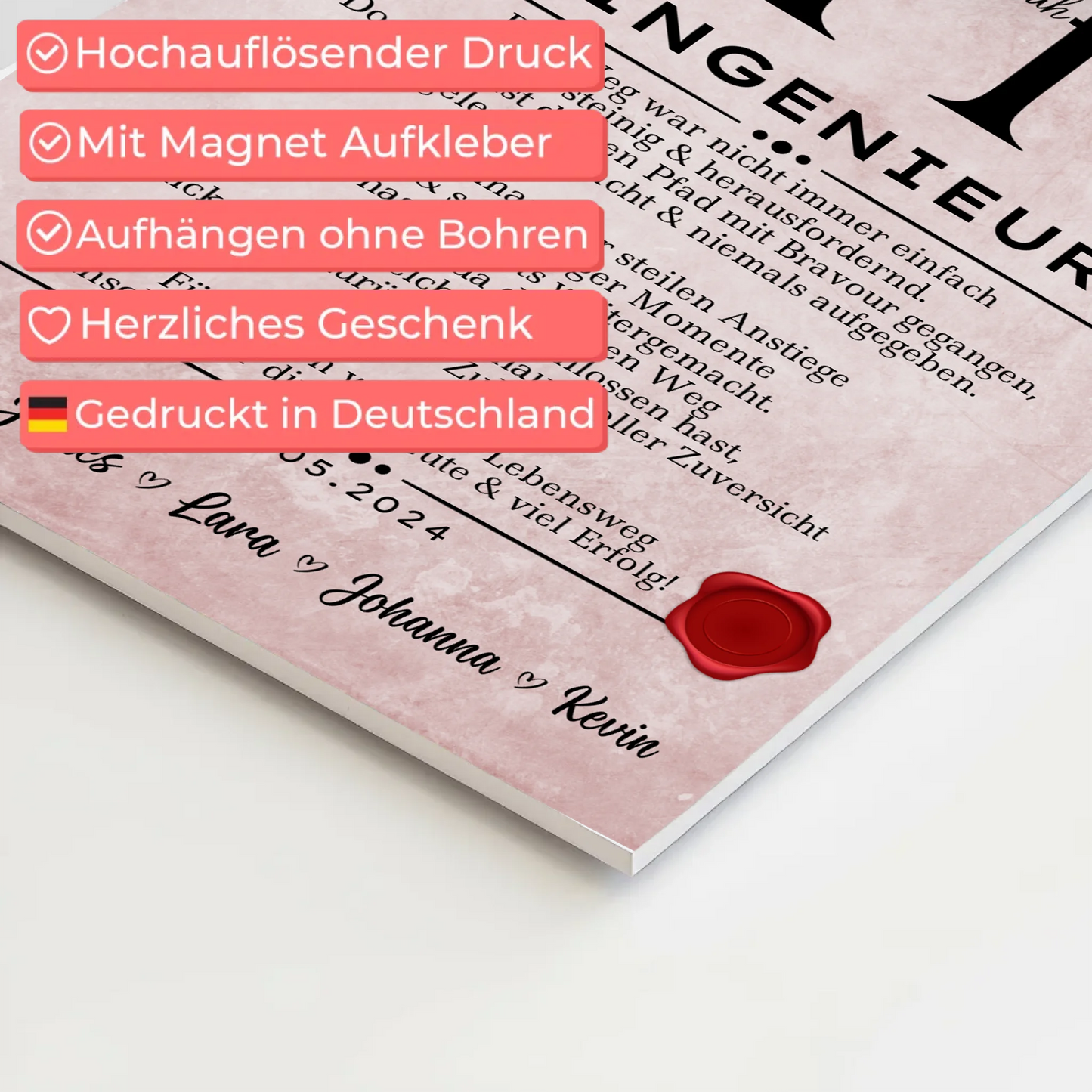 Geschenk Zum Abschluss Ausbildung Bauingenieurin Urkunde Fotoboard