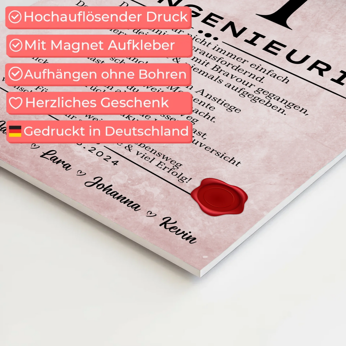 Geschenk Zum Abschluss Ausbildung Bauingenieurin Urkunde Fotoboard