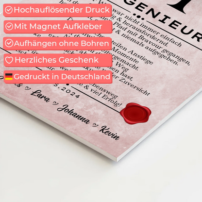 Geschenk Zum Abschluss Ausbildung Bauingenieurin Urkunde Fotoboard