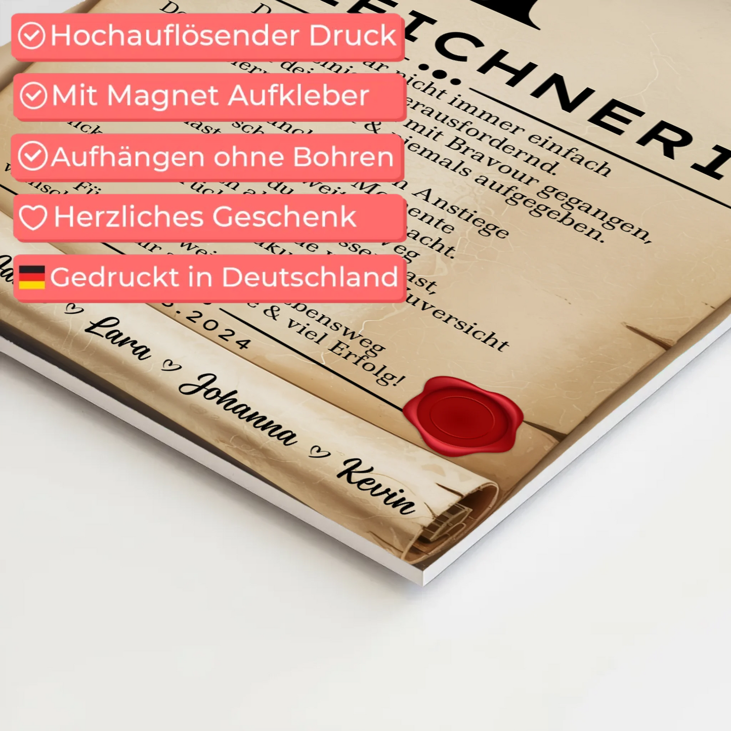 Geschenk Abschluss Ausbildung Bauzeichnerin Urkunde Fotoboard Magnetisch