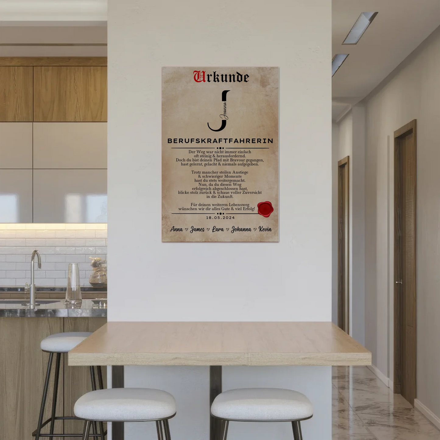 Ausbildungsabschluss Geschenk Berufskraftfahrerin Urkunde Fotoboard Magnet Poster