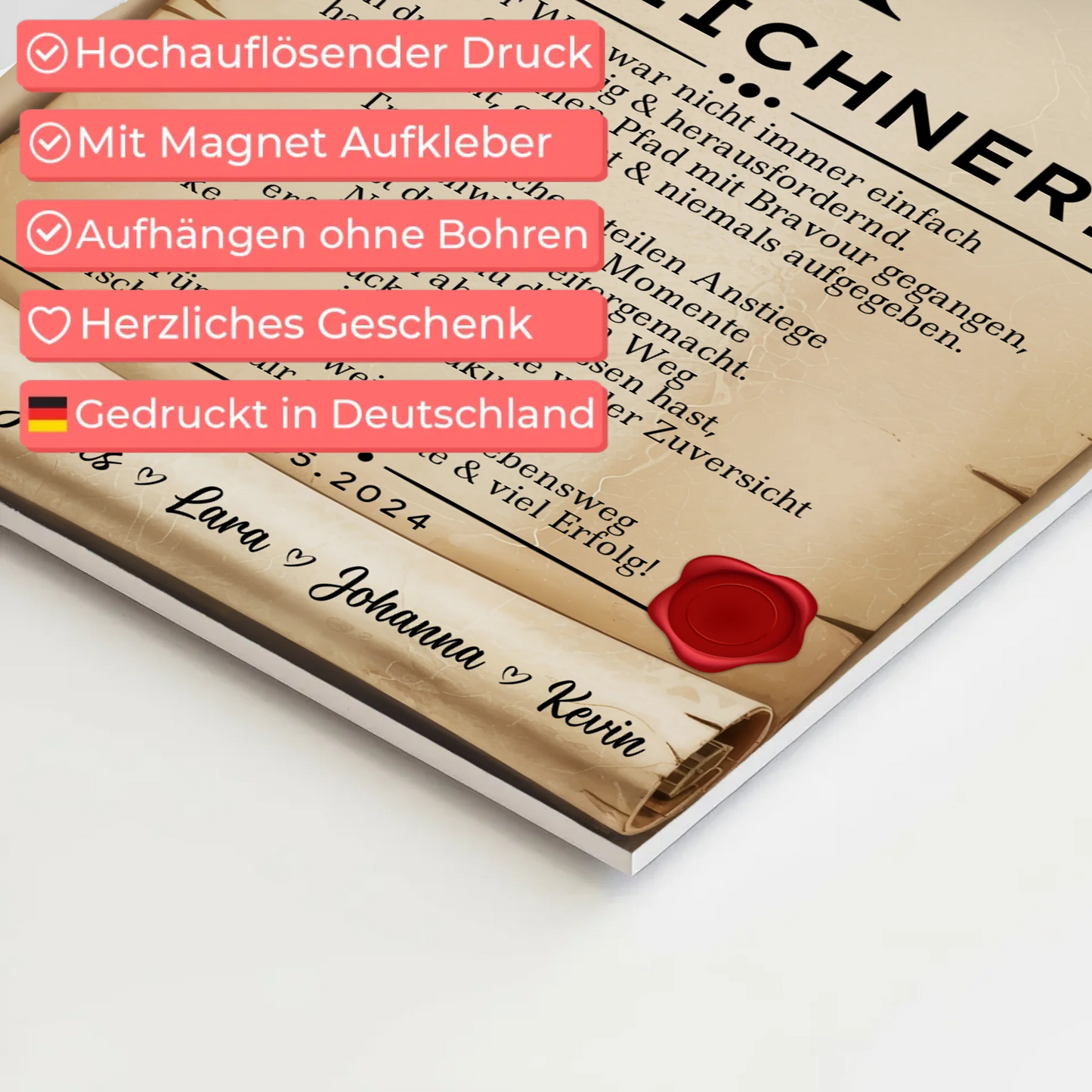 Geschenk Abschluss Ausbildung Bauzeichnerin Urkunde Fotoboard Magnetisch