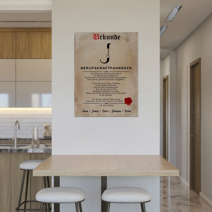 Ausbildungsabschluss Geschenk Berufskraftfahrerin Urkunde Fotoboard Magnet Poster