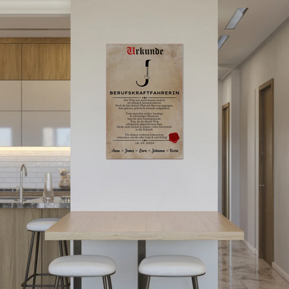 Ausbildungsabschluss Geschenk Berufskraftfahrerin Urkunde Fotoboard Magnet Poster