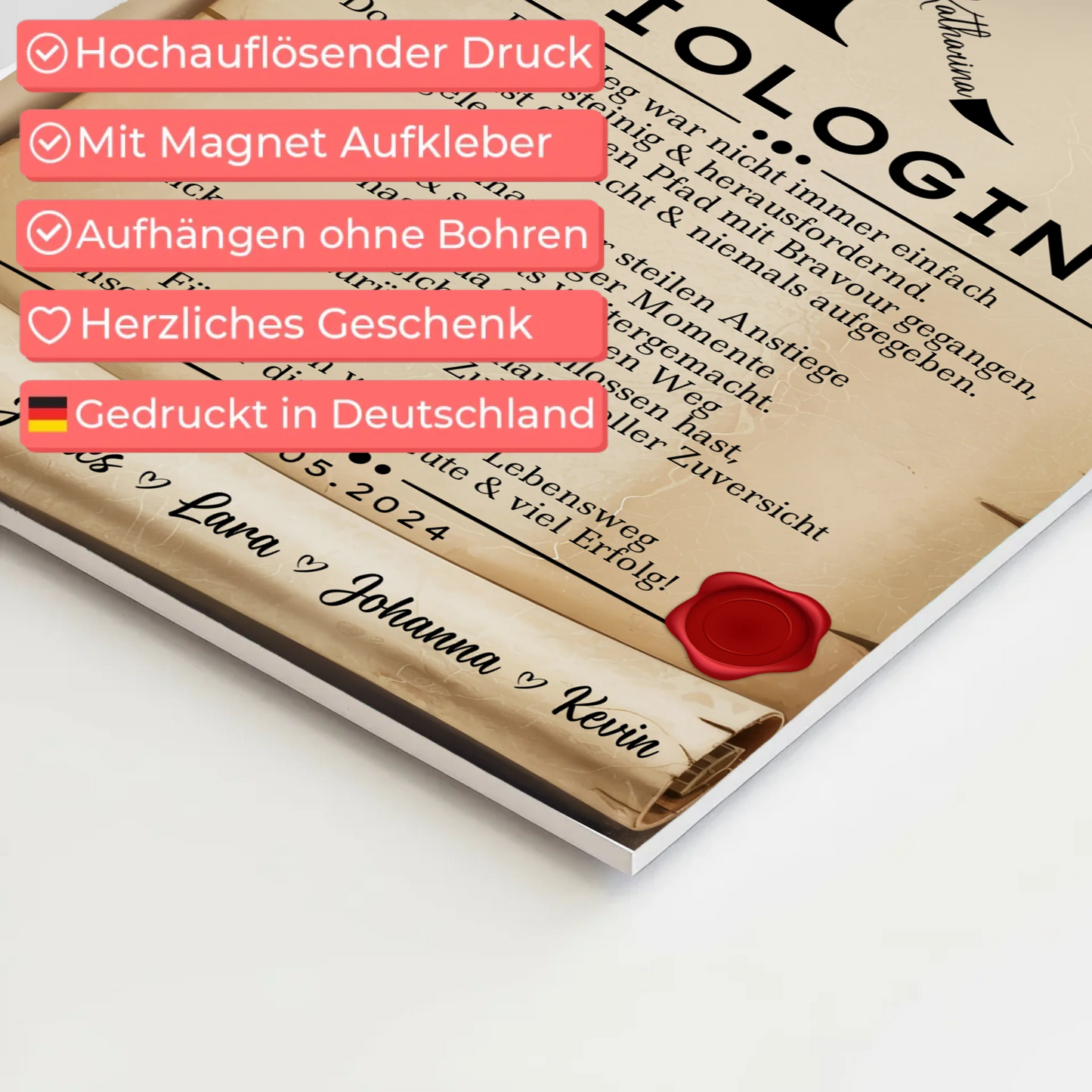 Geschenk Zum Abschluss Ausbildung Biologin Urkunde Magnet Fotoboard
