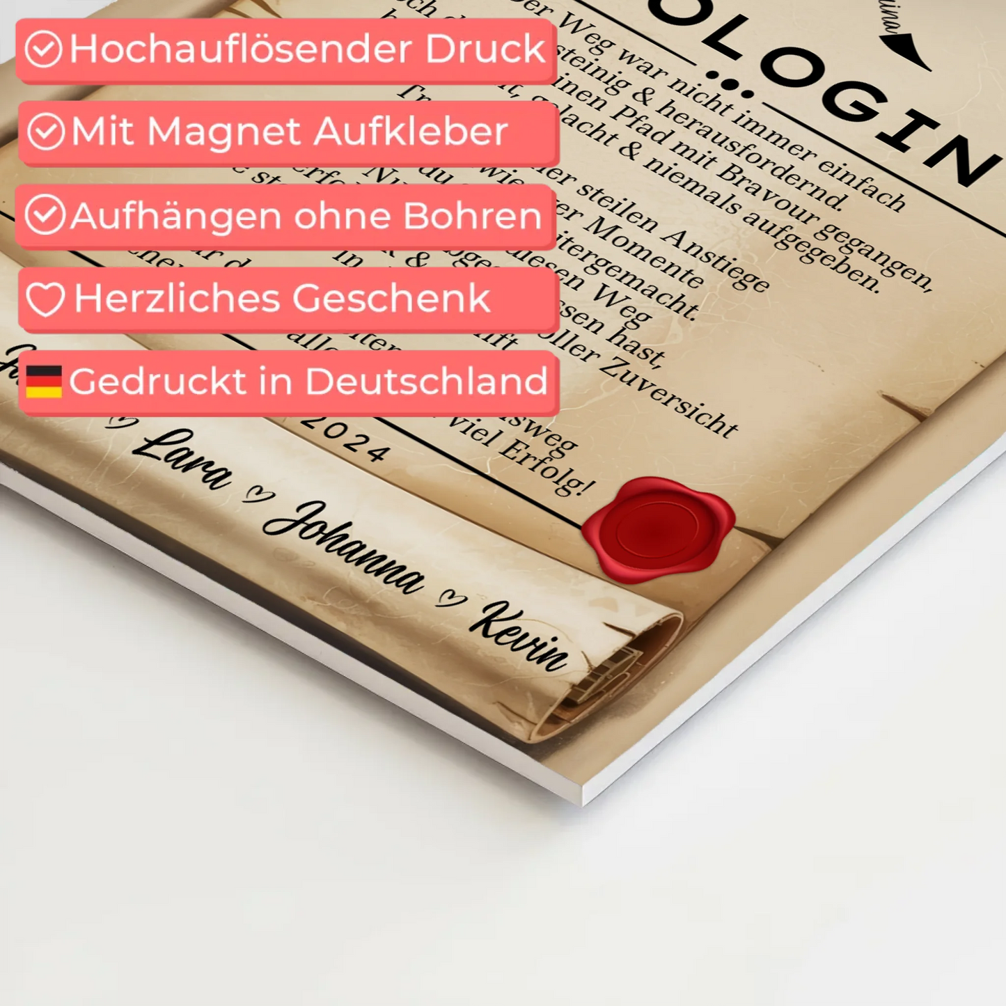 Geschenk Zum Abschluss Ausbildung Biologin Urkunde Magnet Fotoboard