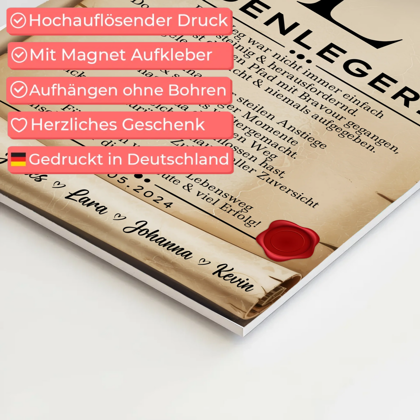 Geschenk Abschluss Ausbildung Bodenlegerin Urkunde Fotoboard Magnet Wandbild