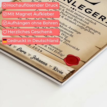 Geschenk Abschluss Ausbildung Bodenlegerin Urkunde Fotoboard Magnet Wandbild