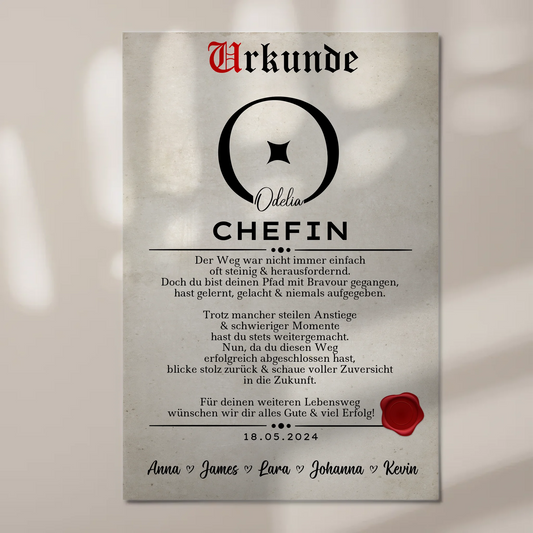 Geschenk Zum Abschluss Ausbildung Chefin Urkunde Fotoboard