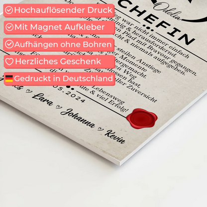 Geschenk Zum Abschluss Ausbildung Chefin Urkunde Fotoboard