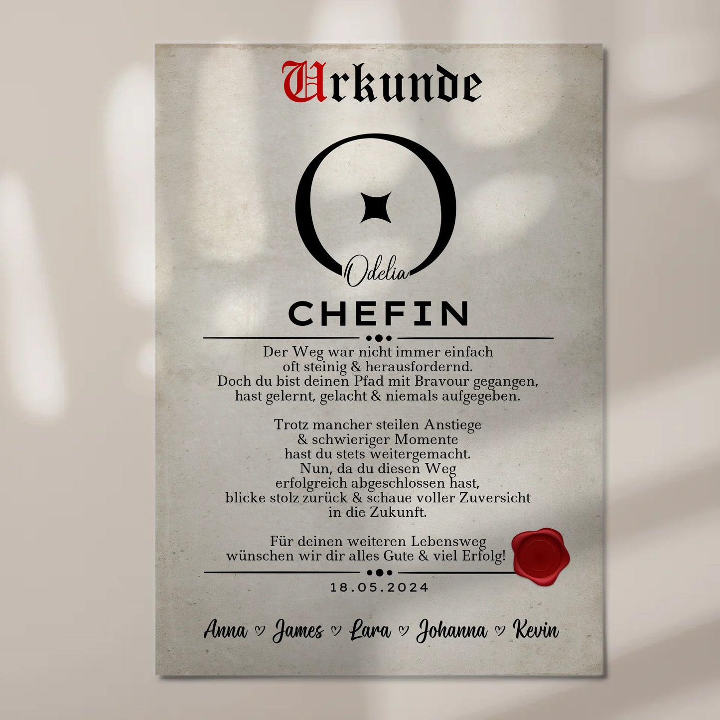 Geschenk Zum Abschluss Ausbildung Chefin Urkunde Fotoboard