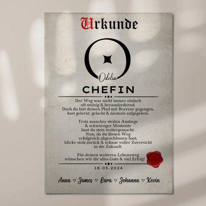 Geschenk Zum Abschluss Ausbildung Chefin Urkunde Fotoboard