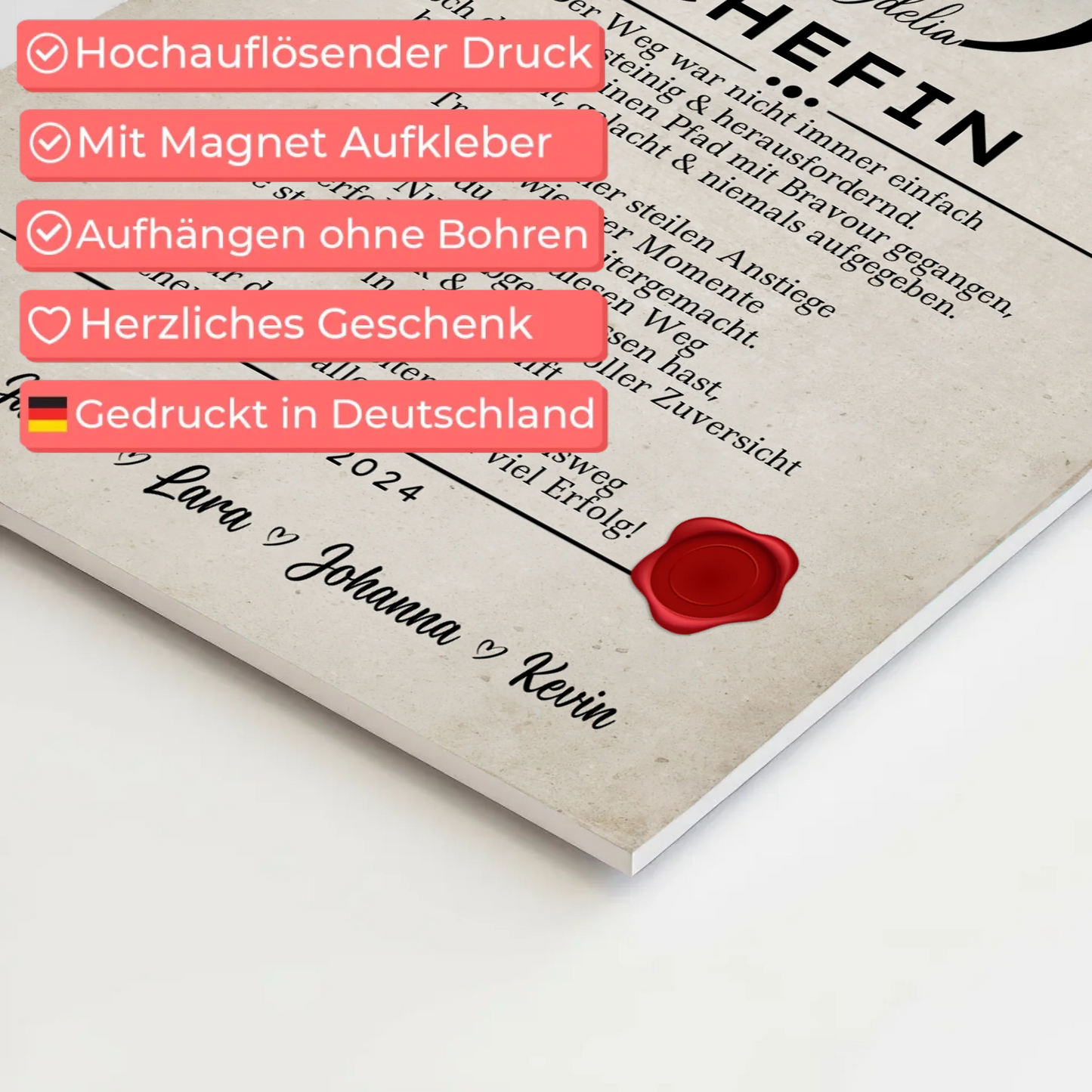 Geschenk Zum Abschluss Ausbildung Chefin Urkunde Fotoboard