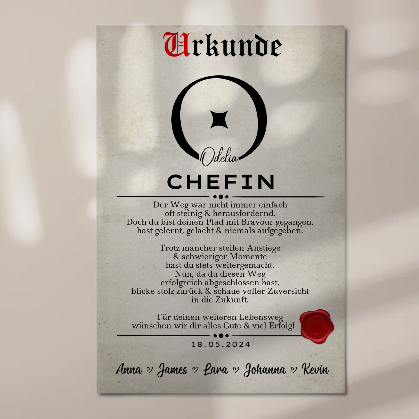 Geschenk Zum Abschluss Ausbildung Chefin Urkunde Fotoboard