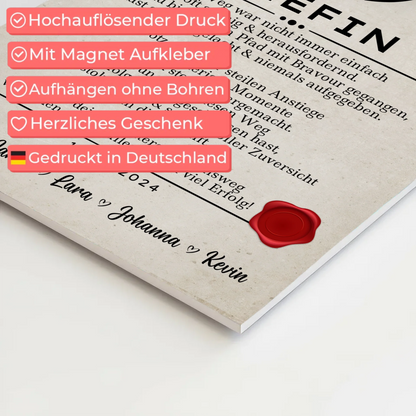 Geschenk Zum Abschluss Ausbildung Chefin Urkunde Fotoboard