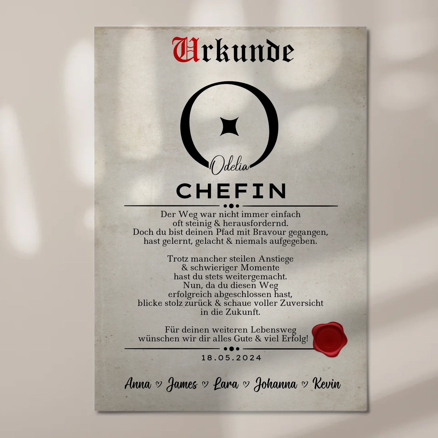 Geschenk Zum Abschluss Ausbildung Chefin Urkunde Fotoboard