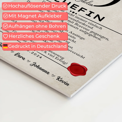 Geschenk Zum Abschluss Ausbildung Chefin Urkunde Fotoboard