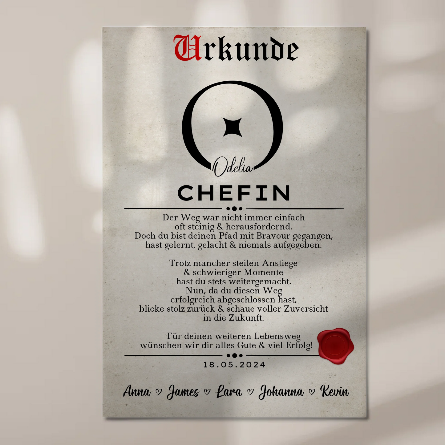 Geschenk Zum Abschluss Ausbildung Chefin Urkunde Fotoboard