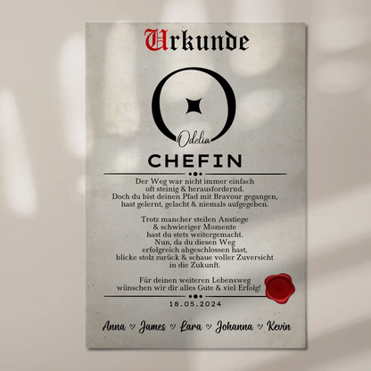 Geschenk Zum Abschluss Ausbildung Chefin Urkunde Fotoboard