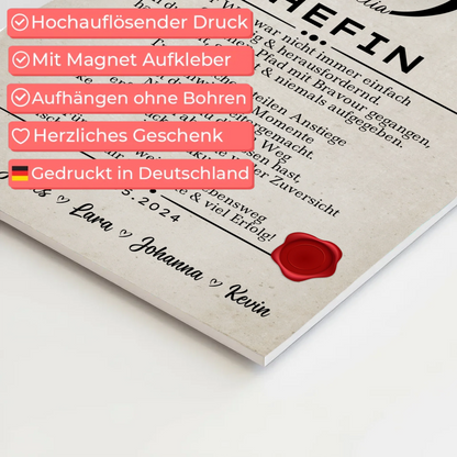 Geschenk Zum Abschluss Ausbildung Chefin Urkunde Fotoboard