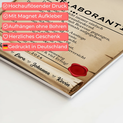Geschenk Abschluss Ausbildung Chemielaborantin Urkunde Fotoboard Magnetisch