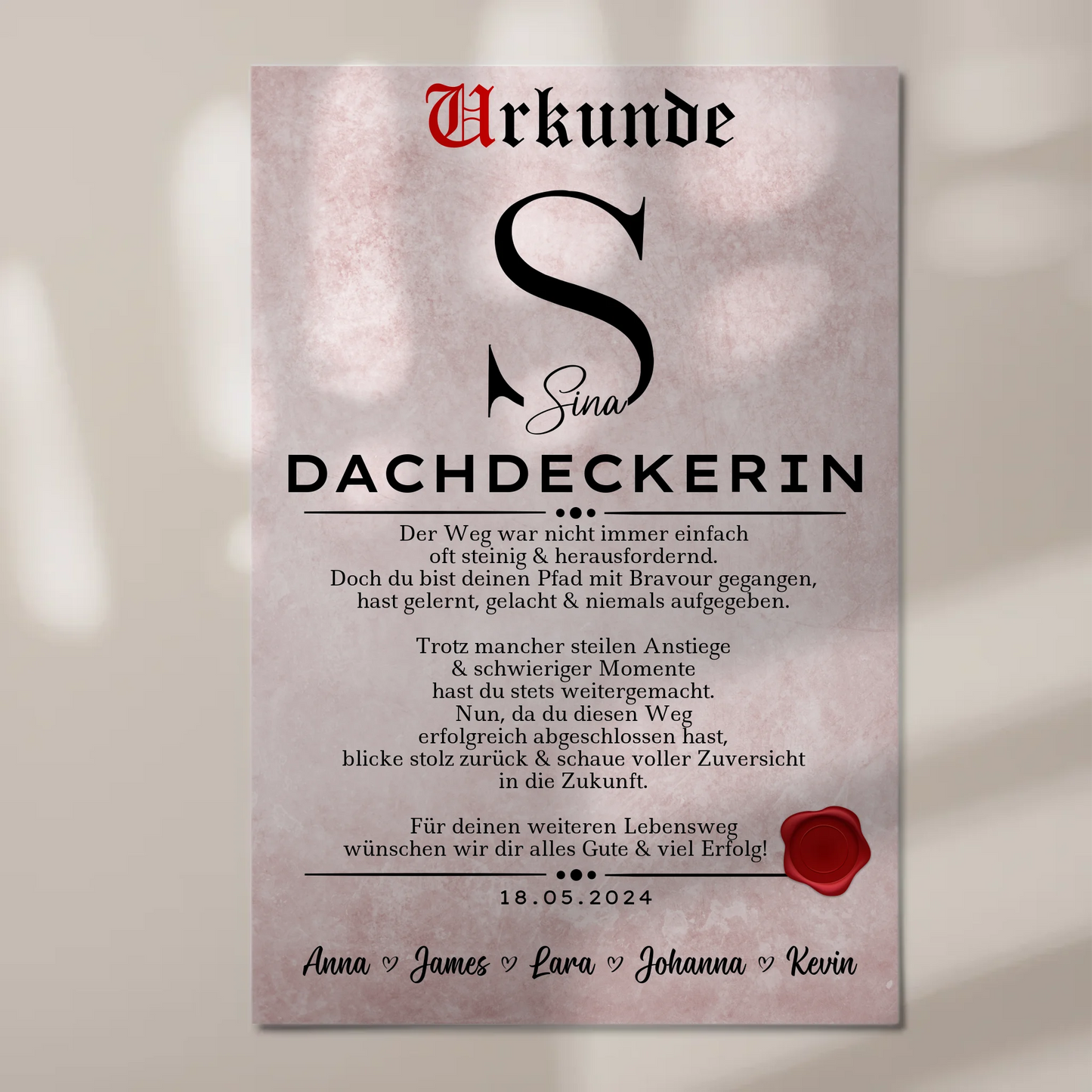 Geschenk Zum Abschluss Ausbildung Dachdeckerin Urkunde Magnet Fotoboard