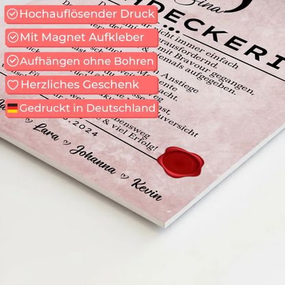 Geschenk Zum Abschluss Ausbildung Dachdeckerin Urkunde Magnet Fotoboard