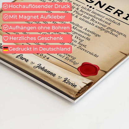 Geschenk Abschluss Ausbildung Designerin Urkunde Fotoboard Magnet Wandbild