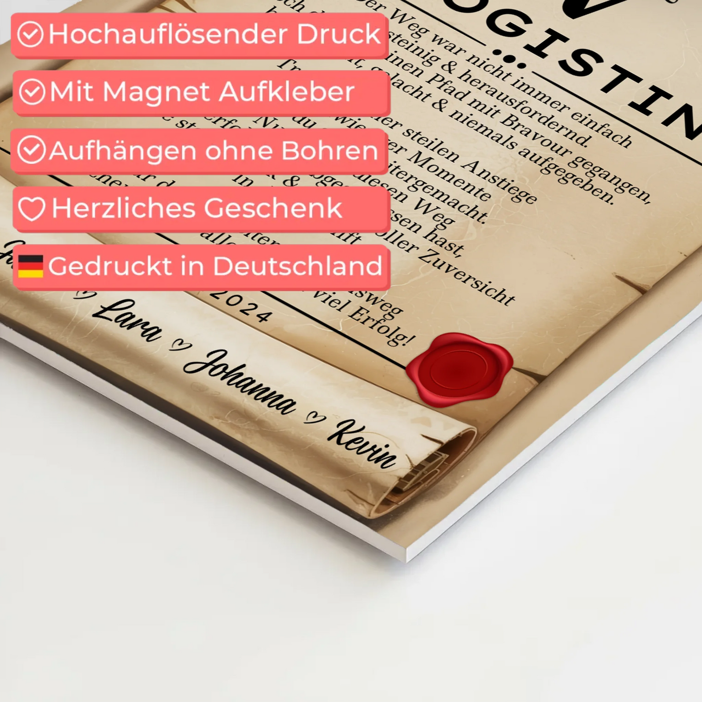 Geschenk Zum Abschluss Ausbildung Drogistin Urkunde Fotoboard