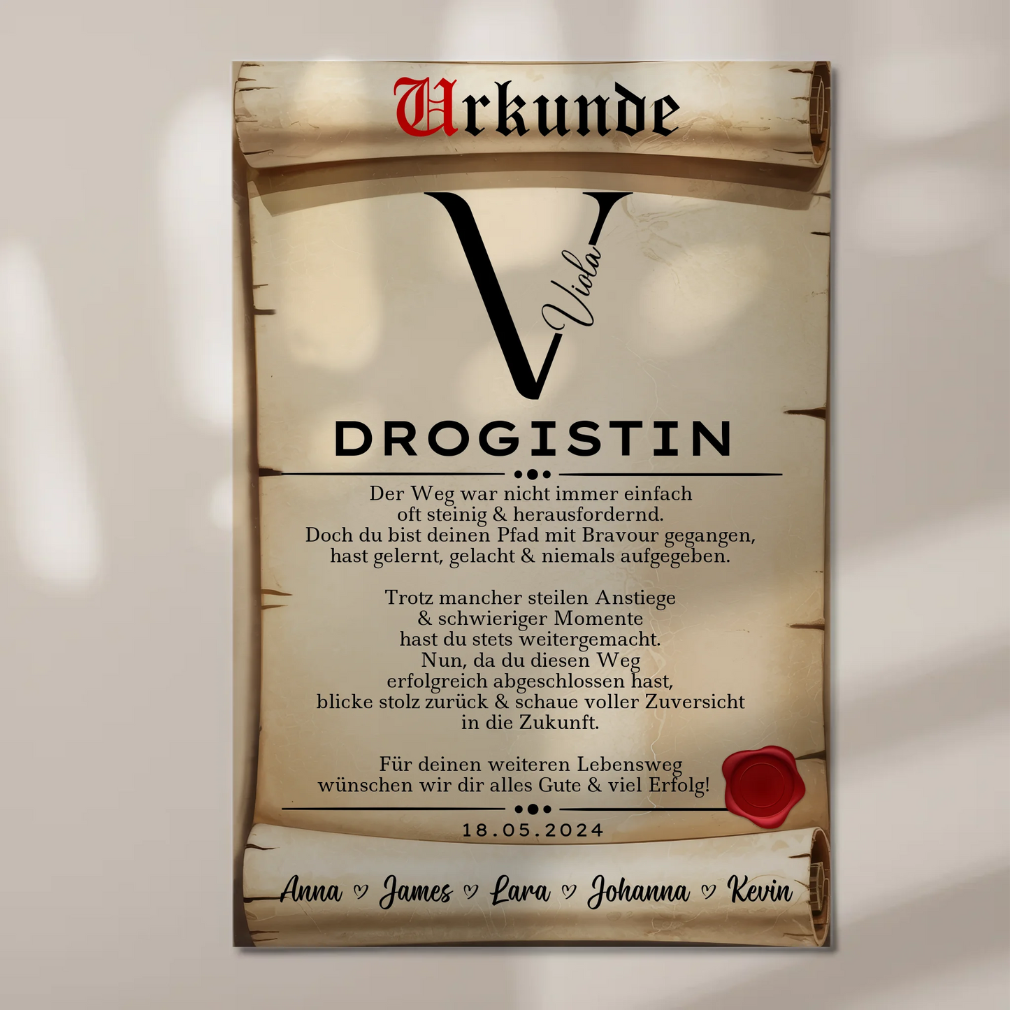 Geschenk Zum Abschluss Ausbildung Drogistin Urkunde Fotoboard