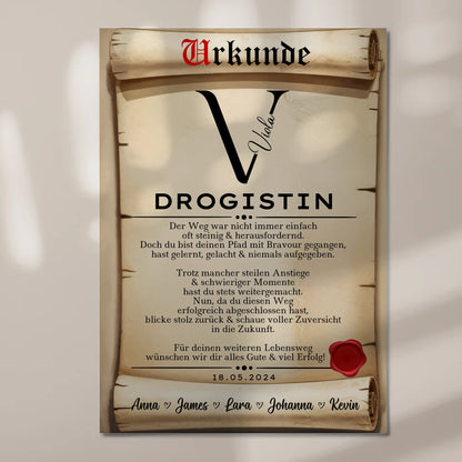 Geschenk Zum Abschluss Ausbildung Drogistin Urkunde Fotoboard