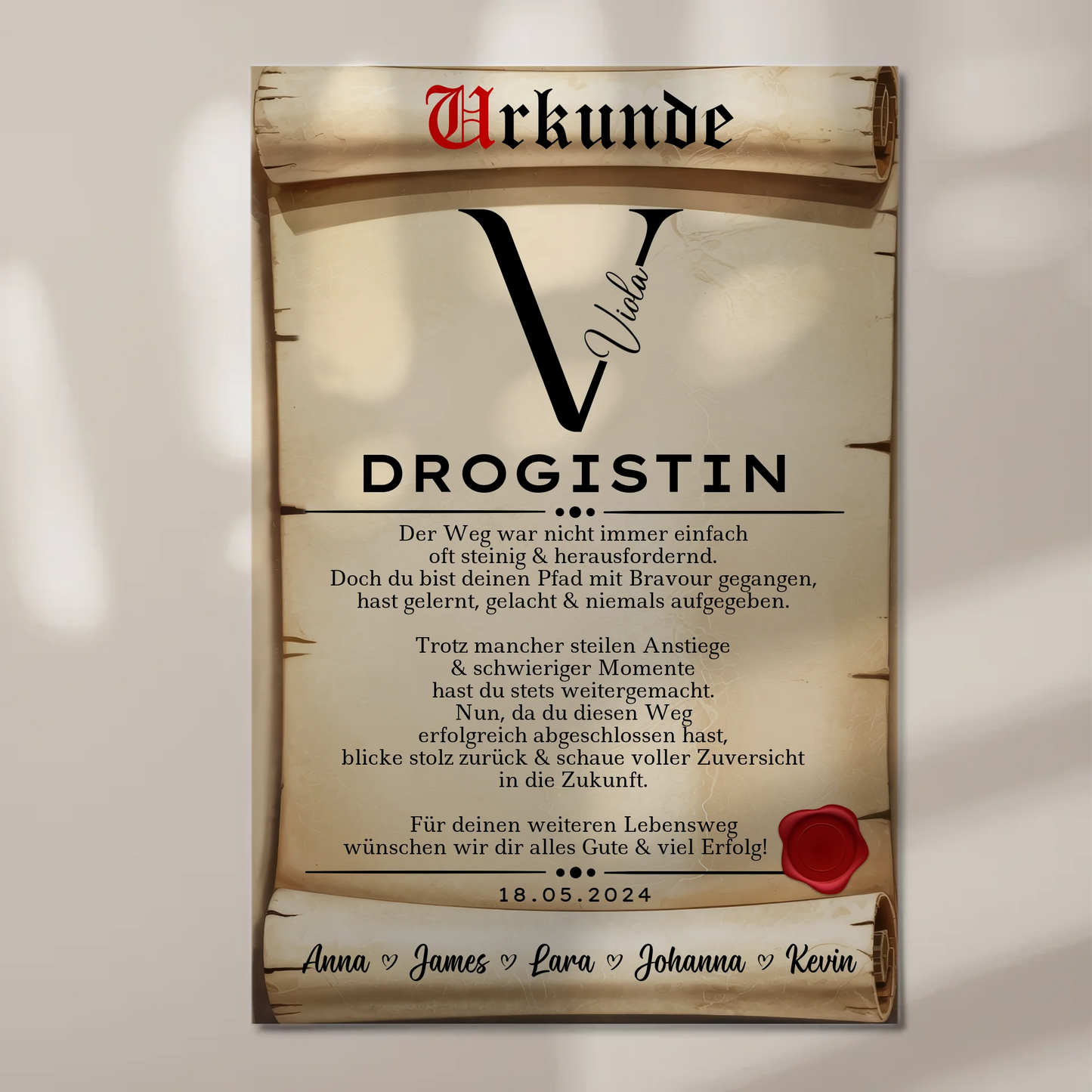 Geschenk Zum Abschluss Ausbildung Drogistin Urkunde Fotoboard