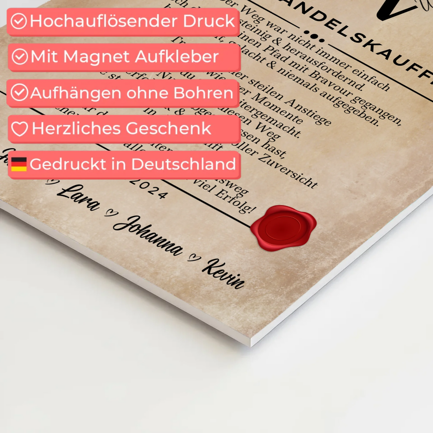 Geschenk Abschluss Ausbildung Einzelhandelskauffrau Urkunde Fotoboard Magnetisch