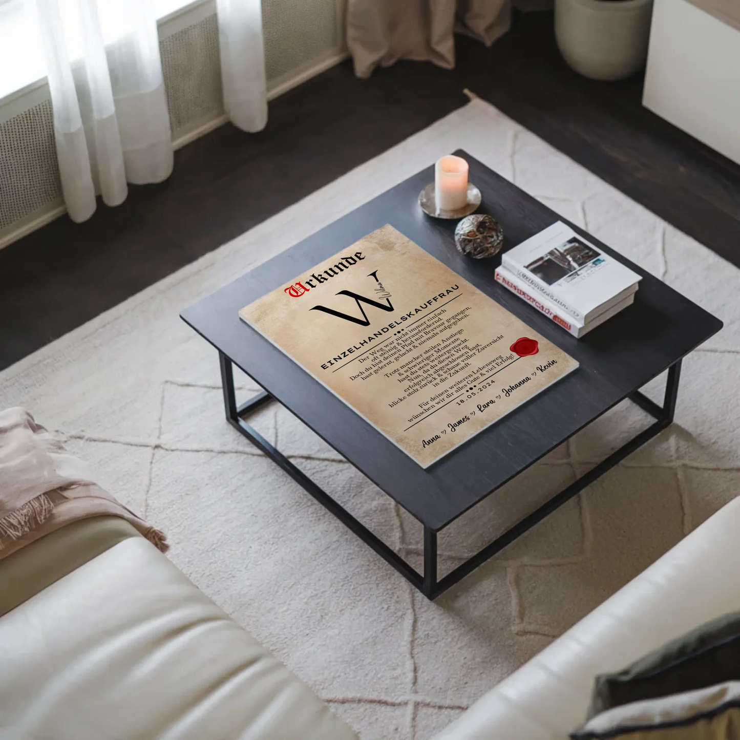 Geschenk Abschluss Ausbildung Einzelhandelskauffrau Urkunde Fotoboard Magnetisch