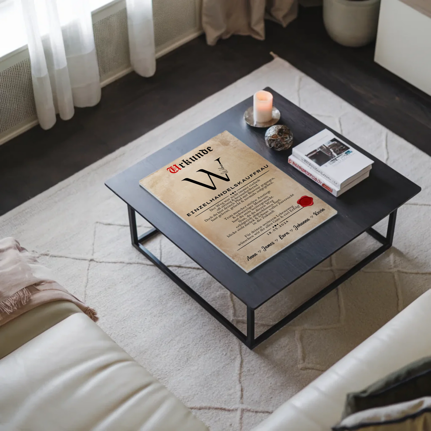 Geschenk Abschluss Ausbildung Einzelhandelskauffrau Urkunde Fotoboard Magnetisch