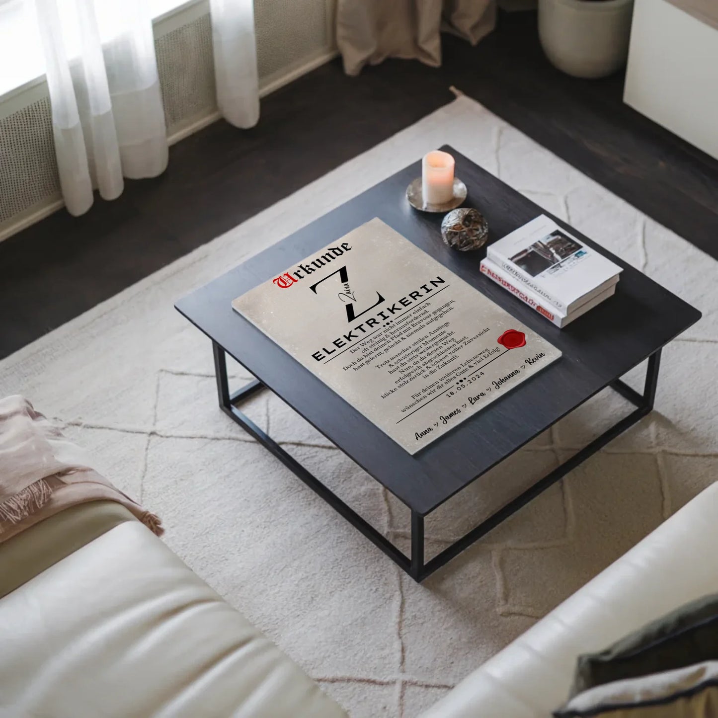 Ausbildungsabschluss Geschenk Elektrikerin Urkunde Fotoboard Magnet Poster