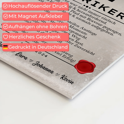 Ausbildungsabschluss Geschenk Elektrikerin Urkunde Fotoboard Magnet Poster